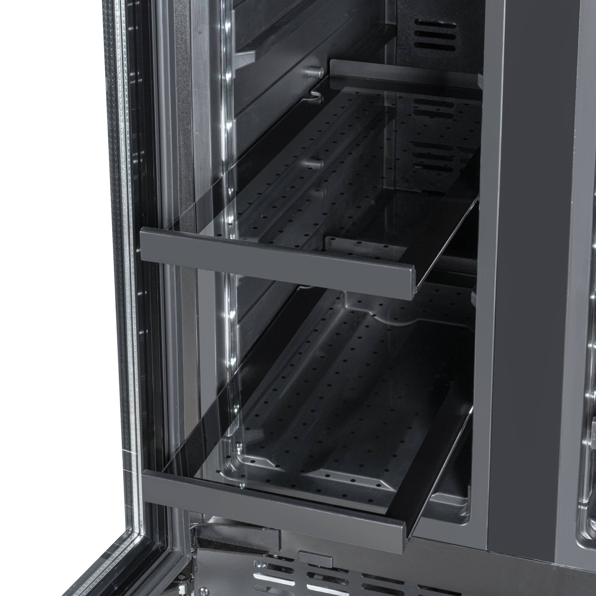 Alt View 6. Koolmore - 24" French Door Panel-Ready Cooler, Dual Zone, 20 Bottles Right / 2.1 Cu. Ft. Left, Black Shelves - Black.