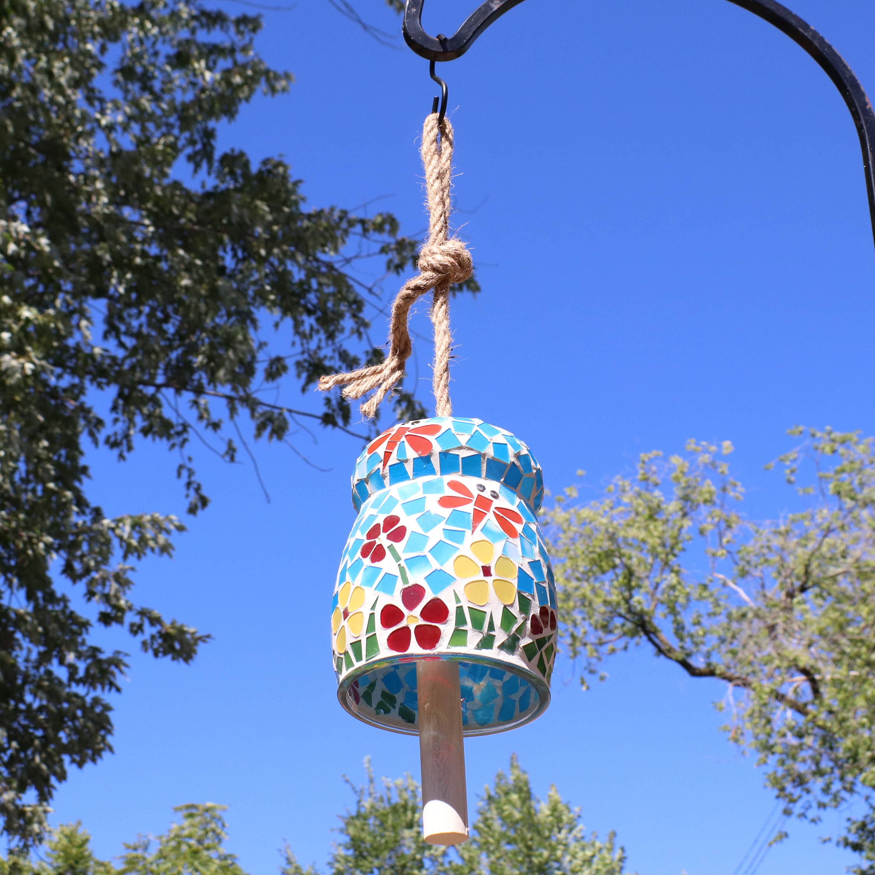 Alt View 3. Sunnydaze - Mosaic Glass Wind Bell Chime - 7 in - Spring Flowers.