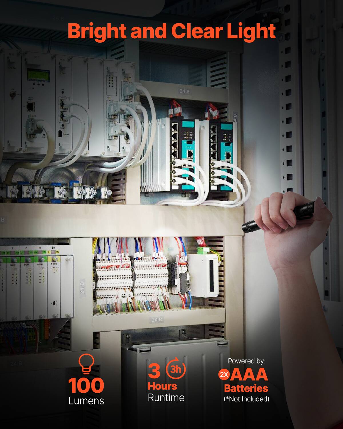 Bright and Clear Light

241 B

100 Lumens

3 Hours Runtime

Powered by: 2X AAA Batteries (*Not Included)