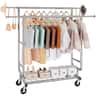 VEVOR - Heavy Duty Clothes Rack, Double Hanging Rod Clothing Garment Rack for Hanging Clothes, Clothing Rack with 600 lbs Load - Black