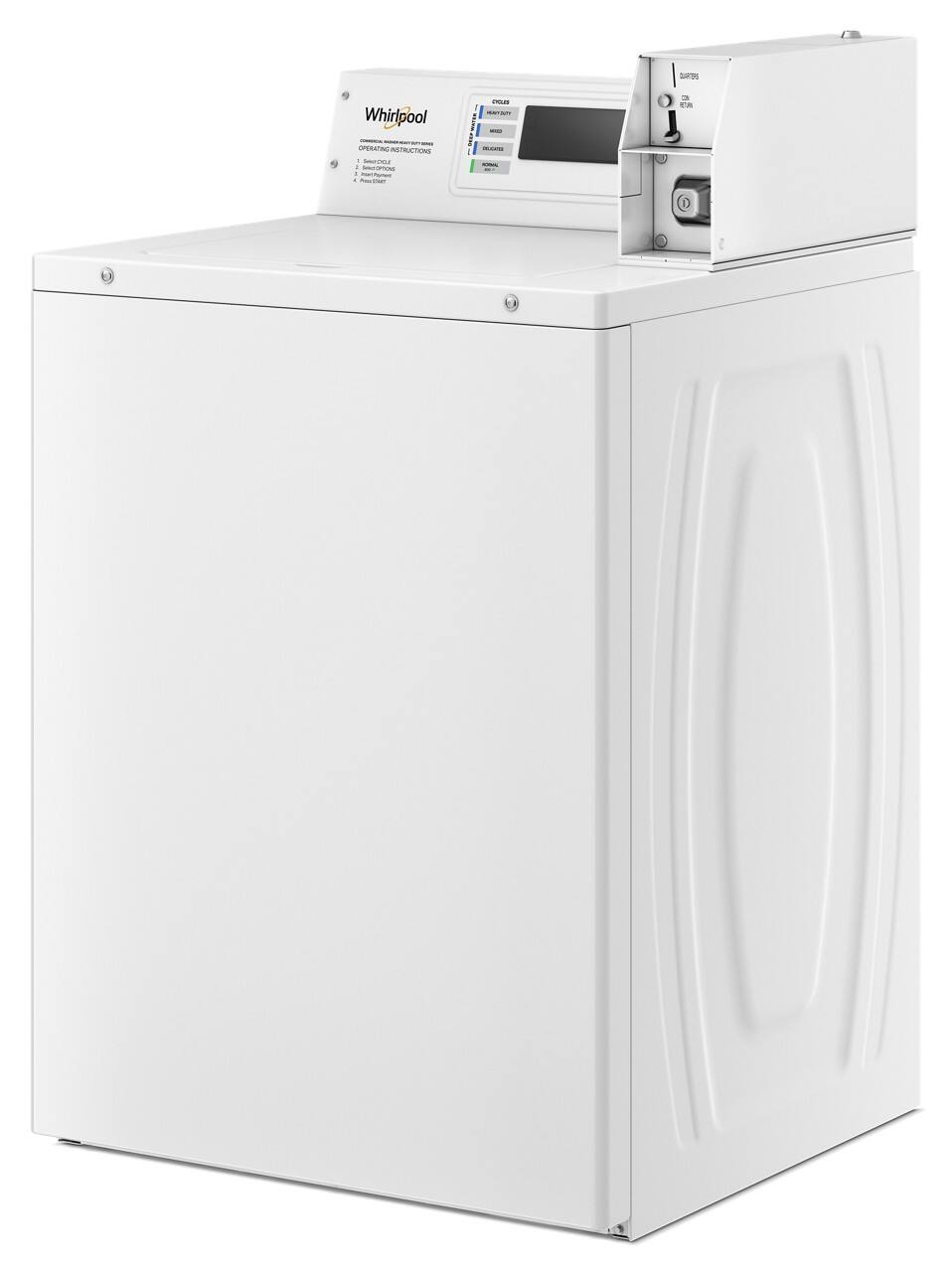 Whirlpool

OPERATING INSTRUCTIONS

1. Select Cycle
2. Select Water Temp
3. Select Spin Speed
4. Press Start

CYCLES
- HEAVY DUTY
- NORMAL
- DELICATE
- PERMANENT PRESS

WATER TEMP
- COLD
- WARM
- HOT

SPIN SPEED
- 1000 RPM
- 800 RPM

DOOR
- OPEN
- CLOSE