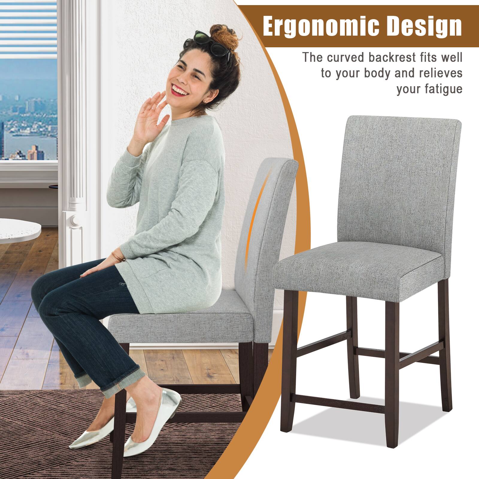 Ergonomic Design
The curved backrest fits well to your body and relieves your fatigue