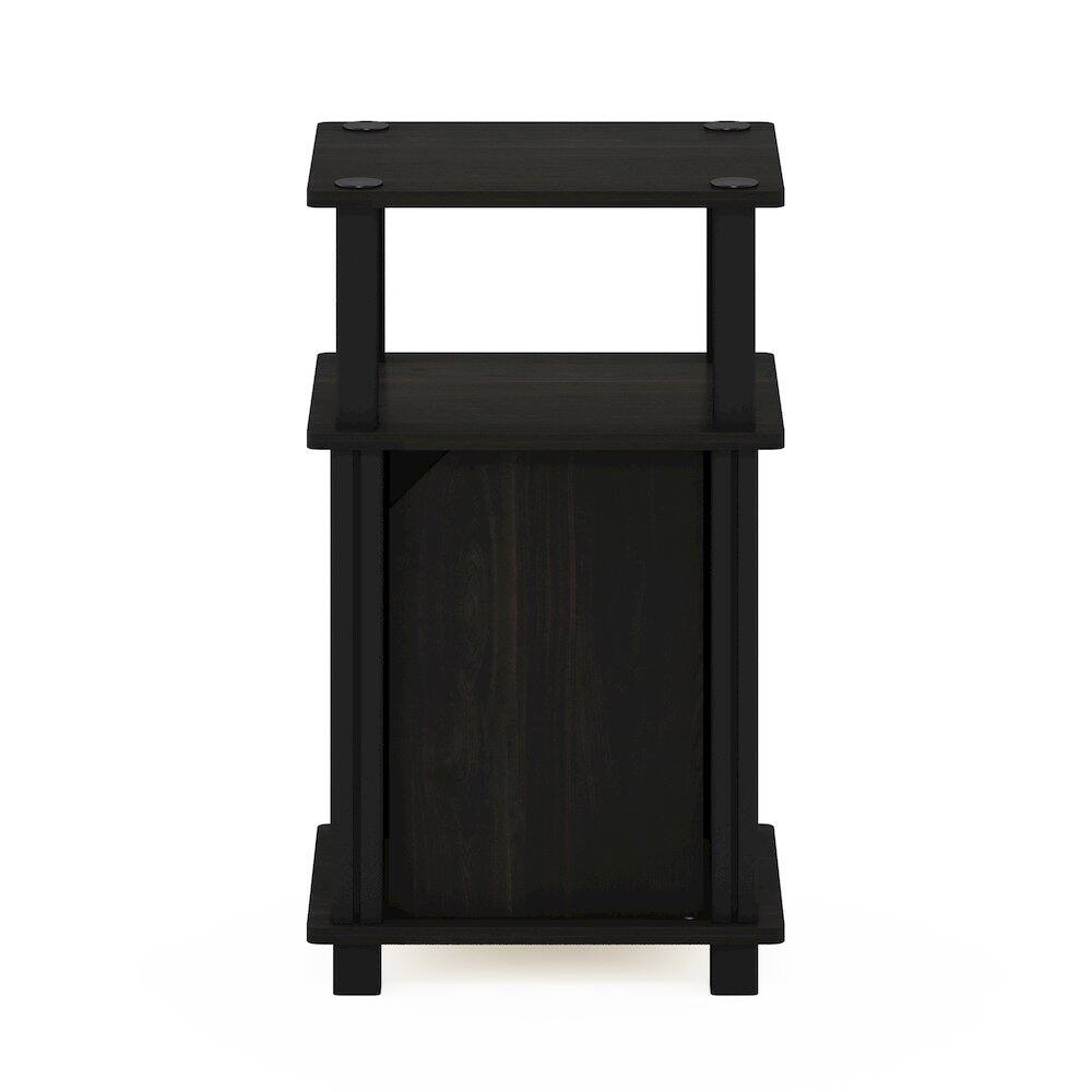 Left. Furinno - JUST Night Stand, 3-Tier Nightstand with Door Cabinet, Side Table, End Table with Open Shelf - Espresso/Black.