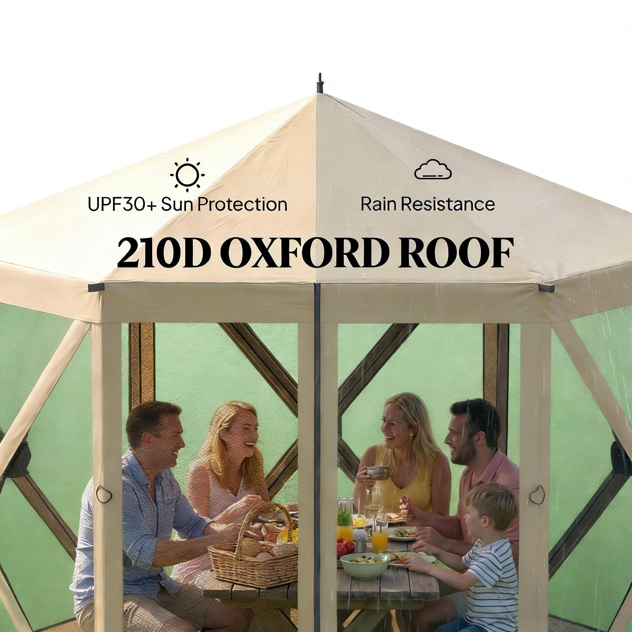 UPF30+ Sun Protection  
Rain Resistance  
210D OXFORD ROOF