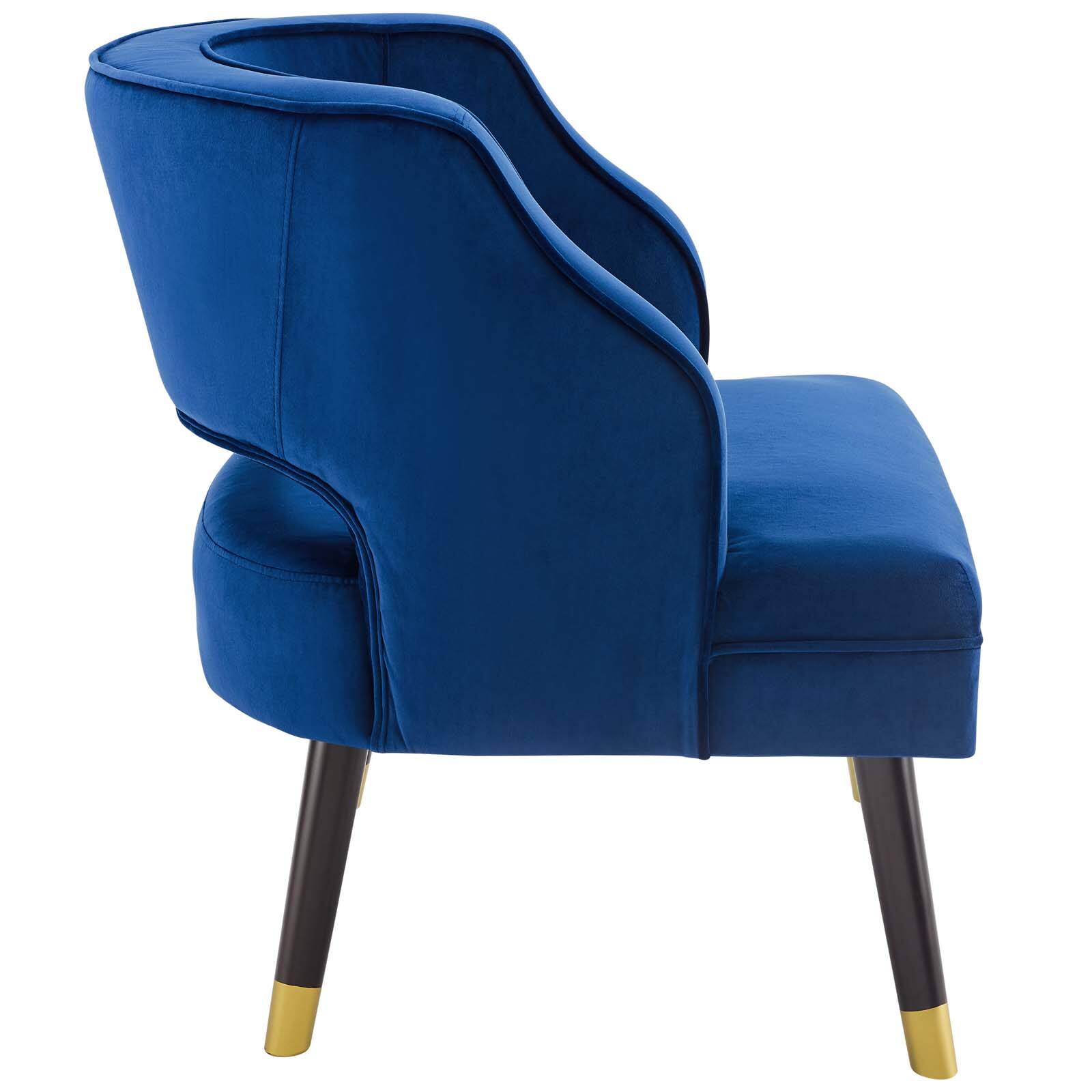Back. Modway - Traipse Button Tufted Open Back Performance Velvet Armchair by Modway - Navy.