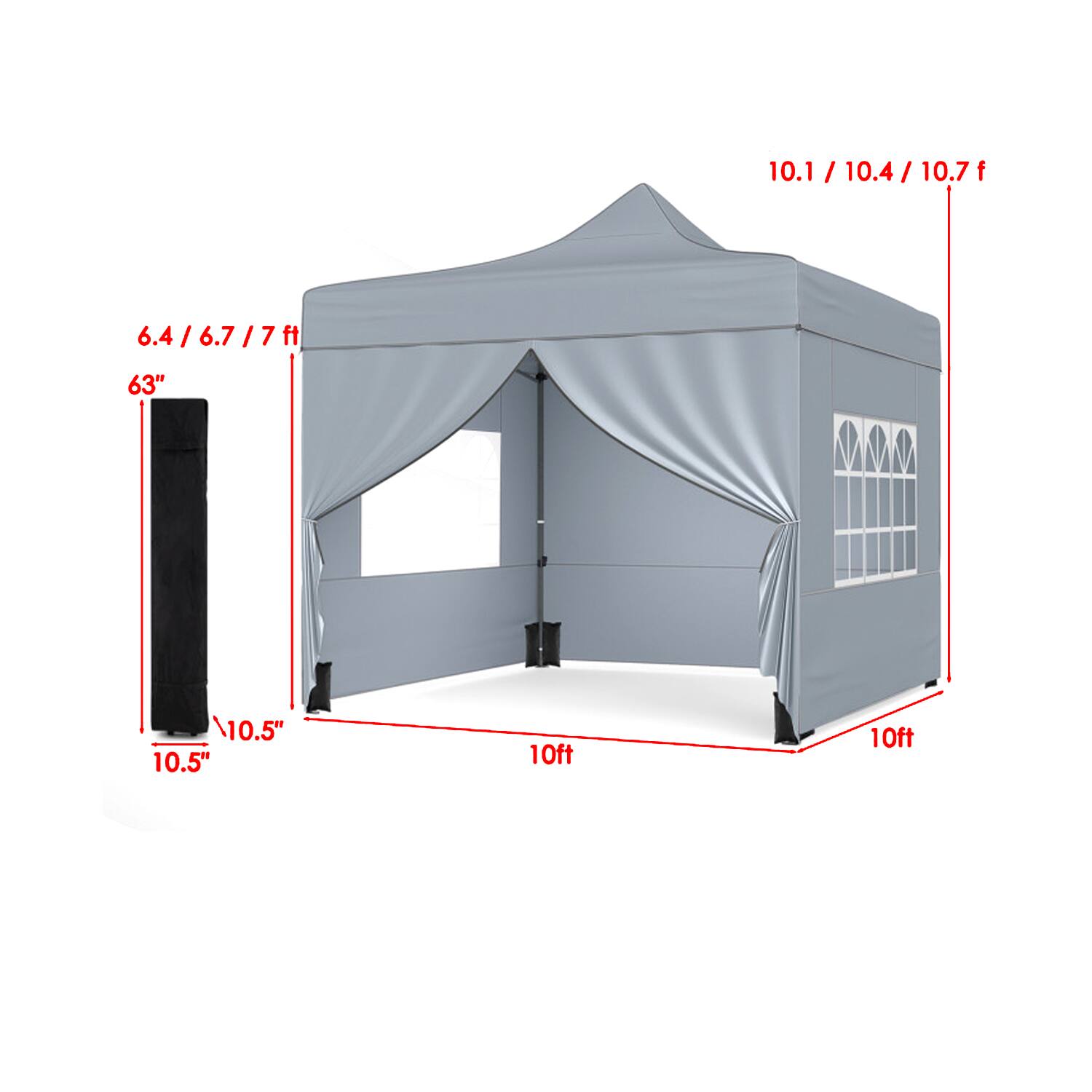 10.1 / 10.4 / 10.7 ft  
6.4 / 6.7 / 7 ft  
63"  
10.5"  
10ft