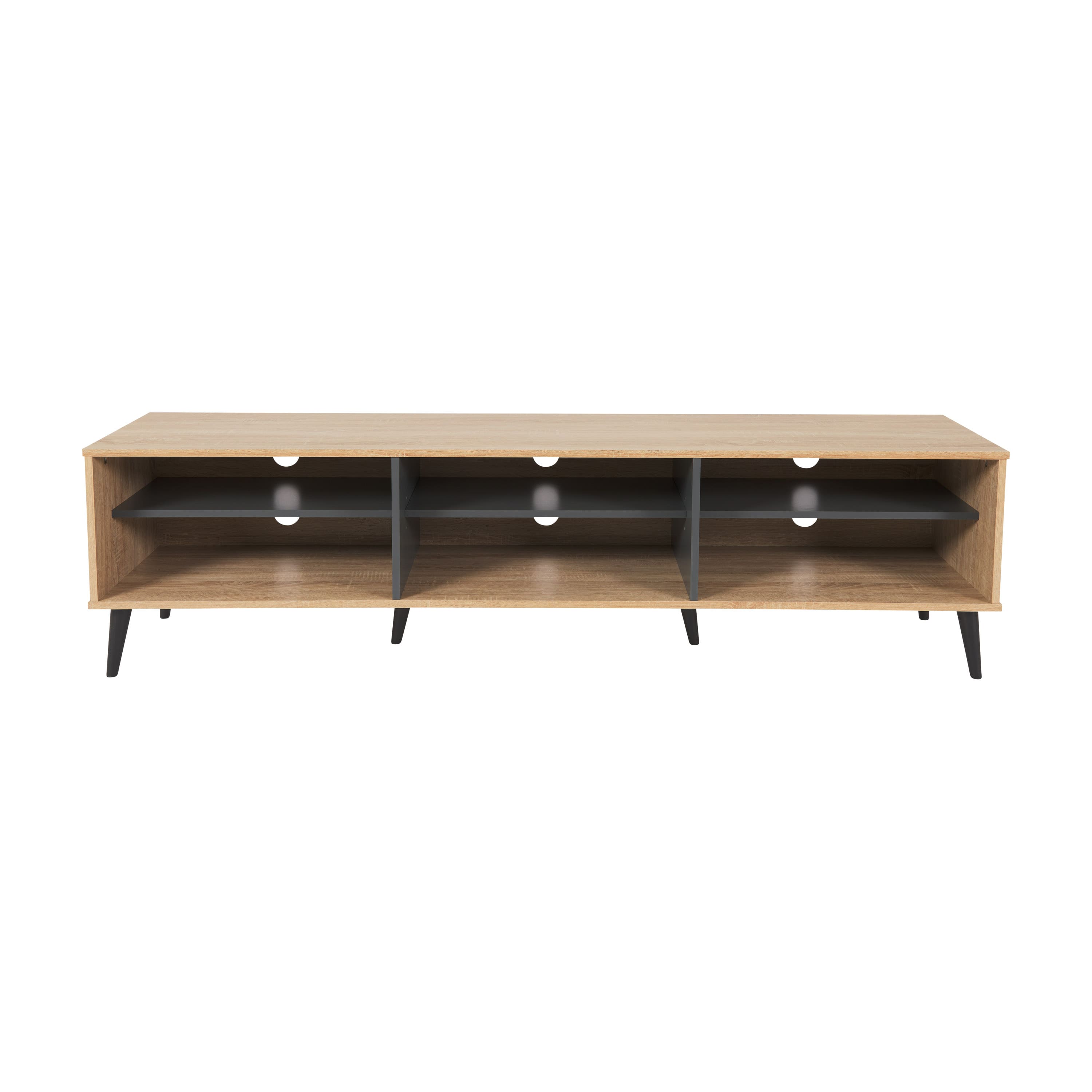 Front. CorLiving - Cole Collection TV Stand with Open Cabinets for Most TVs up to 85" - Light Wood.