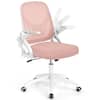 Front. Costway - Costway Mesh Office Chair with Lumbar Support & Flip-up Arms Rolling Casters for Work - Pink.