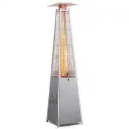 Decksplore - 48,000 BTU Propane Patio Heater w/ 87" Quartz Glass, Tip-Safety, Wheels & Cover