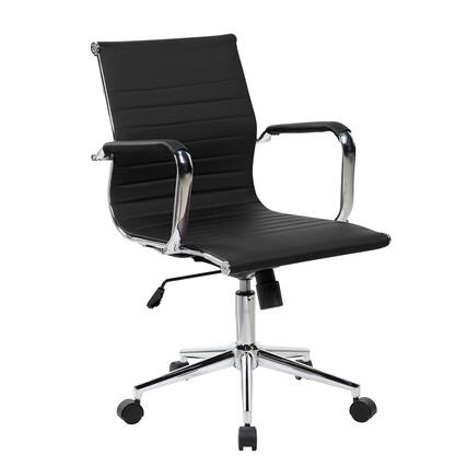 Front. Forest'nSky - Techni Mobili Executive Office Chair, Medium Back & Adjustable Height, Black - Black.