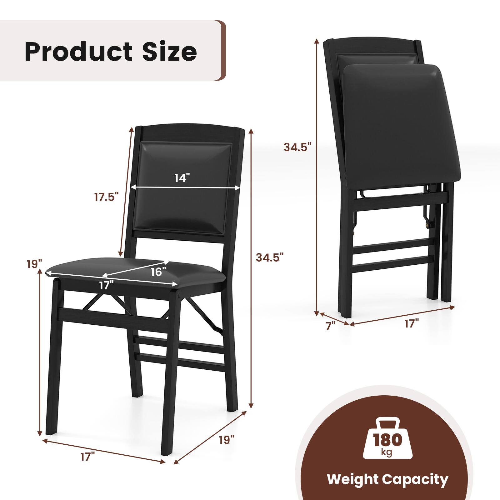 Product Size: 34.5" x 17.5" x 14" x 19" x 17" x 16" x 34.5" x 7" x 17" x 17" x 19"  
Weight Capacity: 180 kg