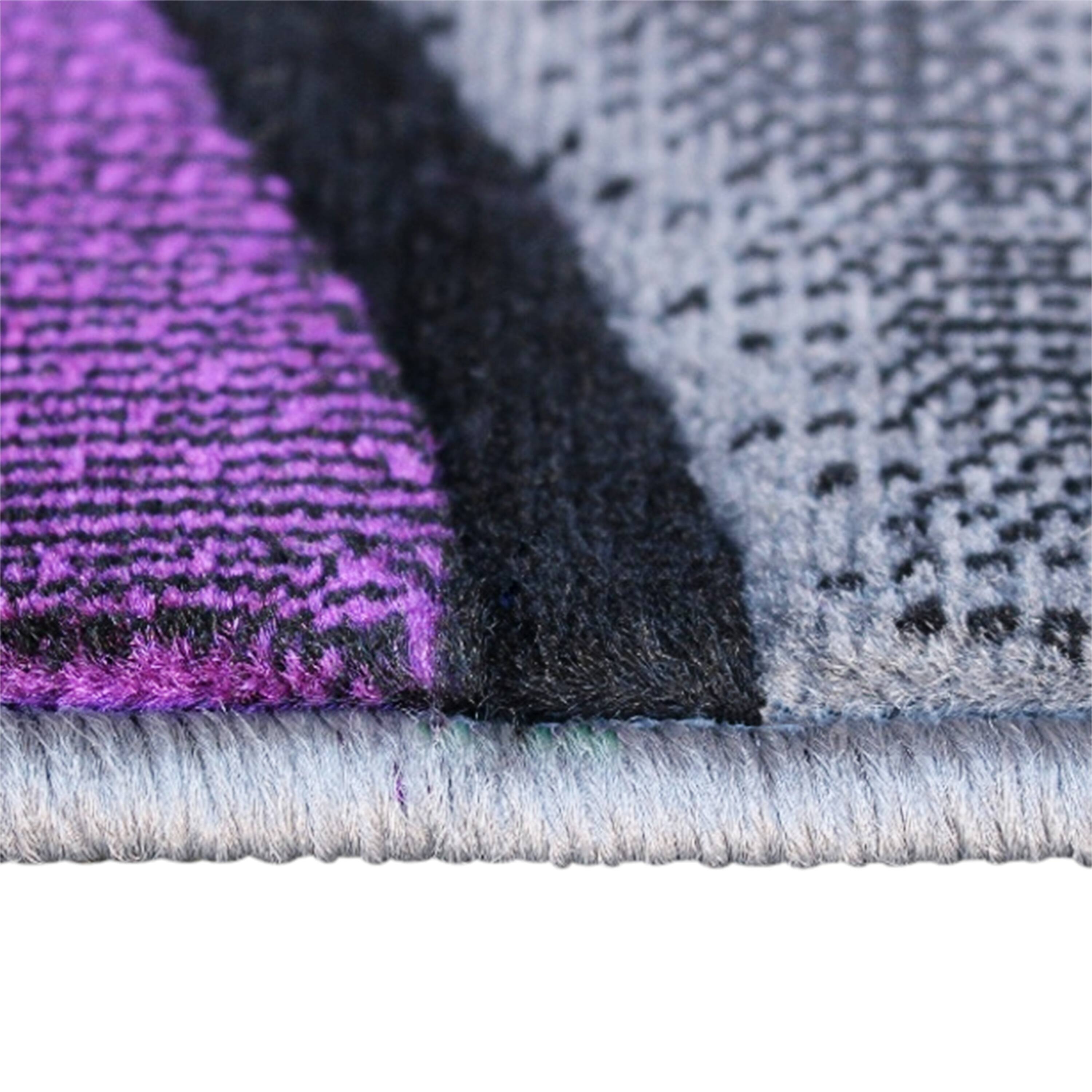 Alt View 5. Emma + Oliver - Urbane Contemporary Abstract Geometric Olefin Accent Rug in Gradient Shades with Natural Jute Backing - Purple.