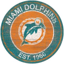 Fan Creations - Miami Dolphins 24'' Round Heritage Logo Sign - Multicolor