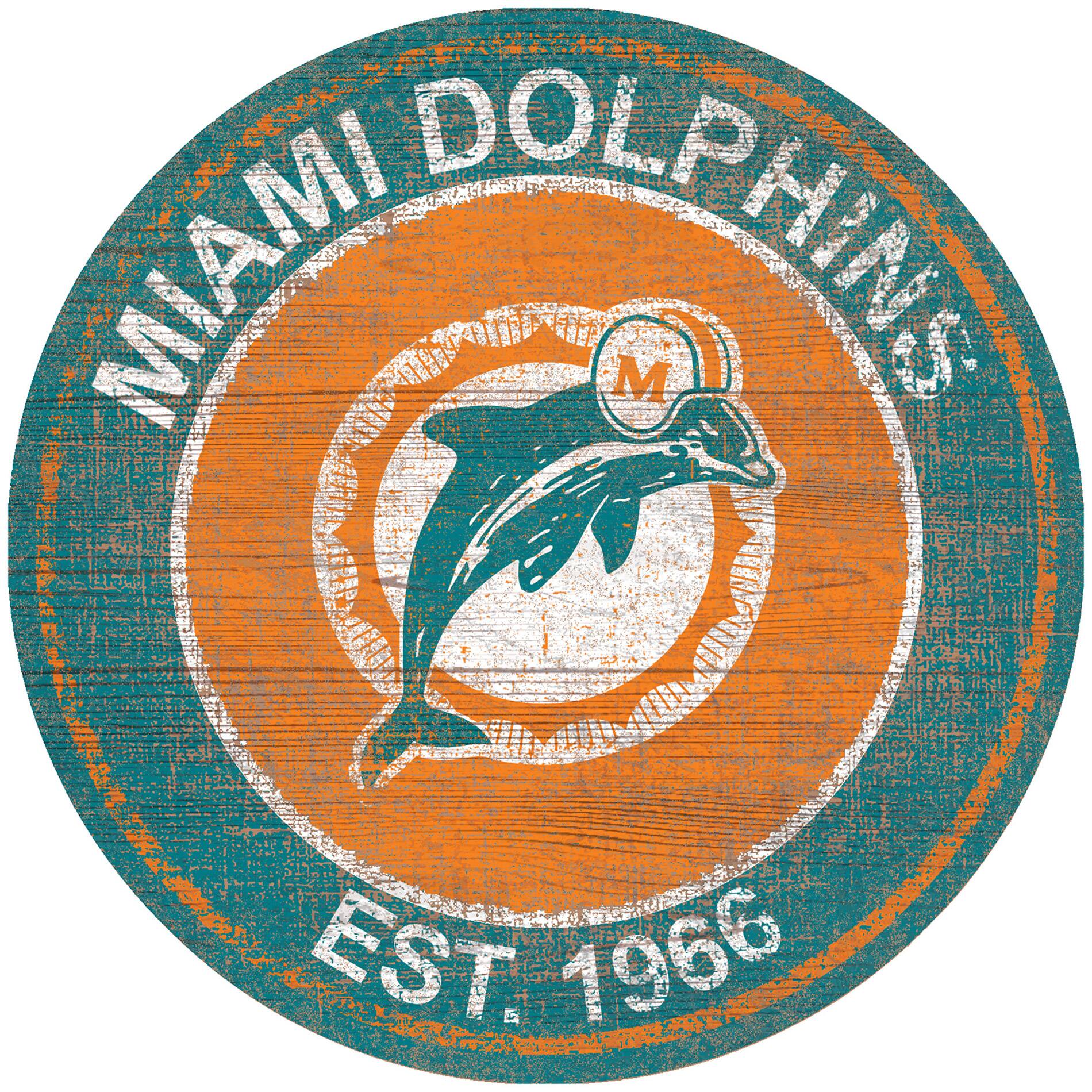 Miami Dolphins 24'' Round Heritage Logo Sign