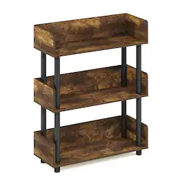 Furinno - Turn-N-Tube 3-Tier Freestanding Multipurposes Display Rack, Bookshelf, Amber Pine/Black - Amber Pine/Black