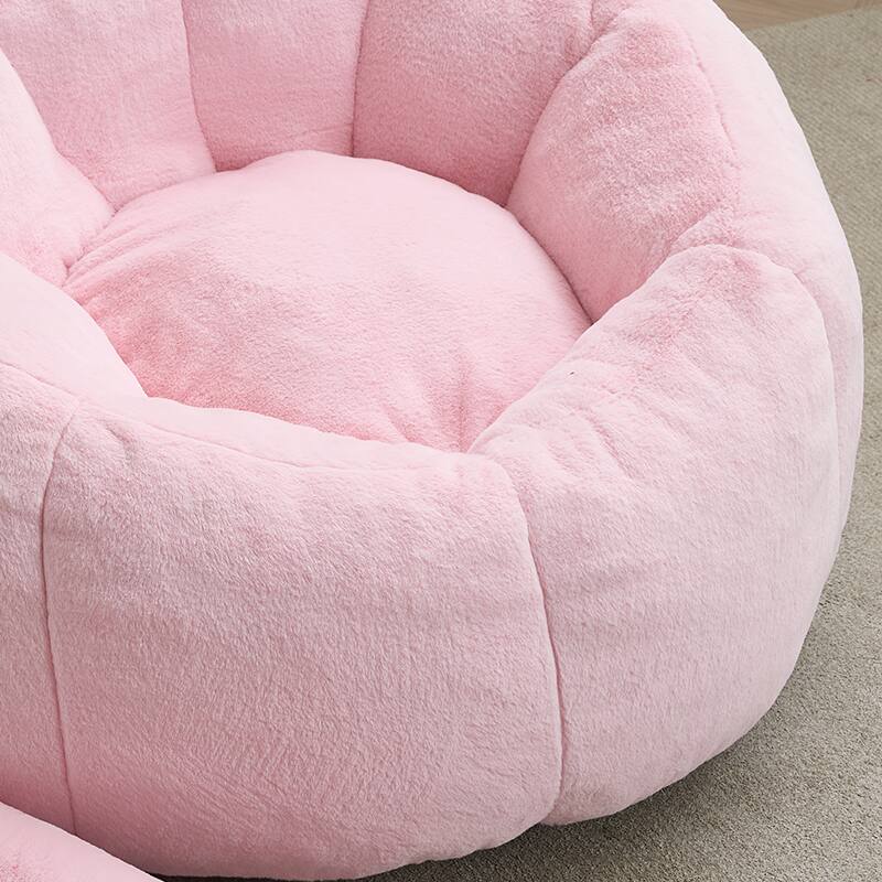 Alt View 2. LOVMOR - Round Faux Fur Bean Bag Chairs Memory Foam For Living Room Bedroom Dorm Plush Cozy Ultra Classic Indoor Lounge - Pink.