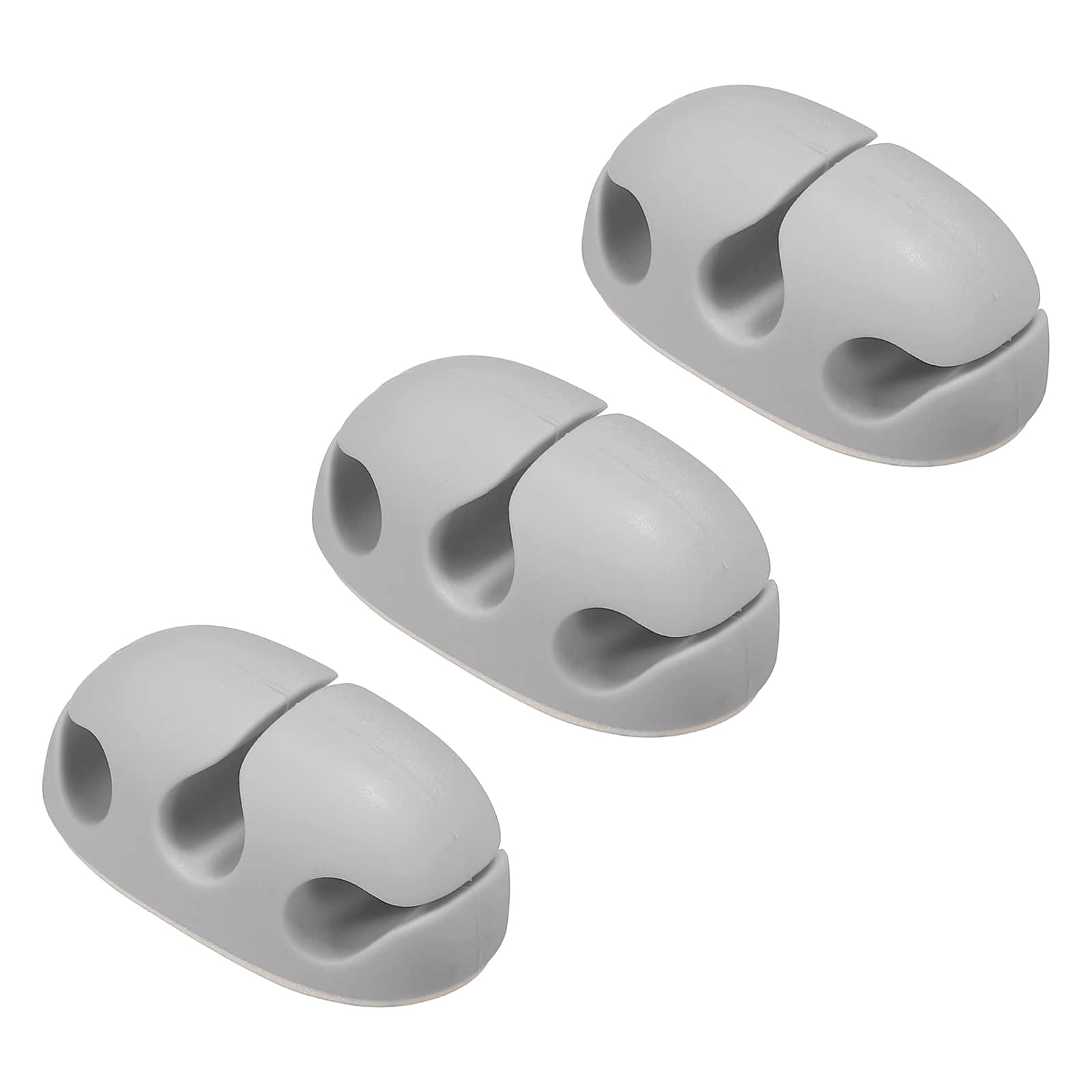 Unique Bargains - 3pcs 3-Slot Silicone Adhesive Cable Clips Cord Organizer Holder for Desk USB Charging Cable Management, Grey - Gray