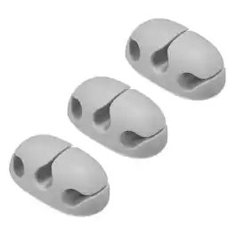 Unique Bargains - 3pcs 3-Slot Silicone Adhesive Cable Clips Cord Organizer Holder for Desk USB Charging Cable Management, Grey - Gray