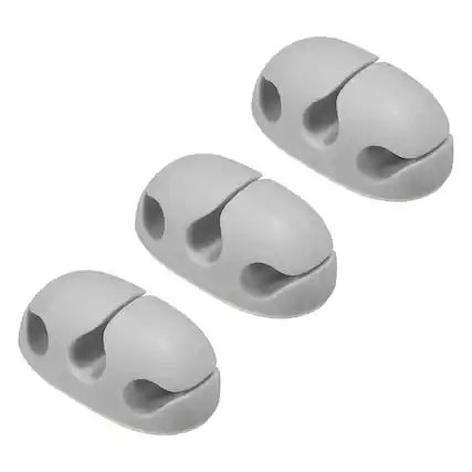 Front. Unique Bargains - 3pcs 3-Slot Silicone Adhesive Cable Clips Cord Organizer Holder for Desk USB Charging Cable Management, Grey - Grey.
