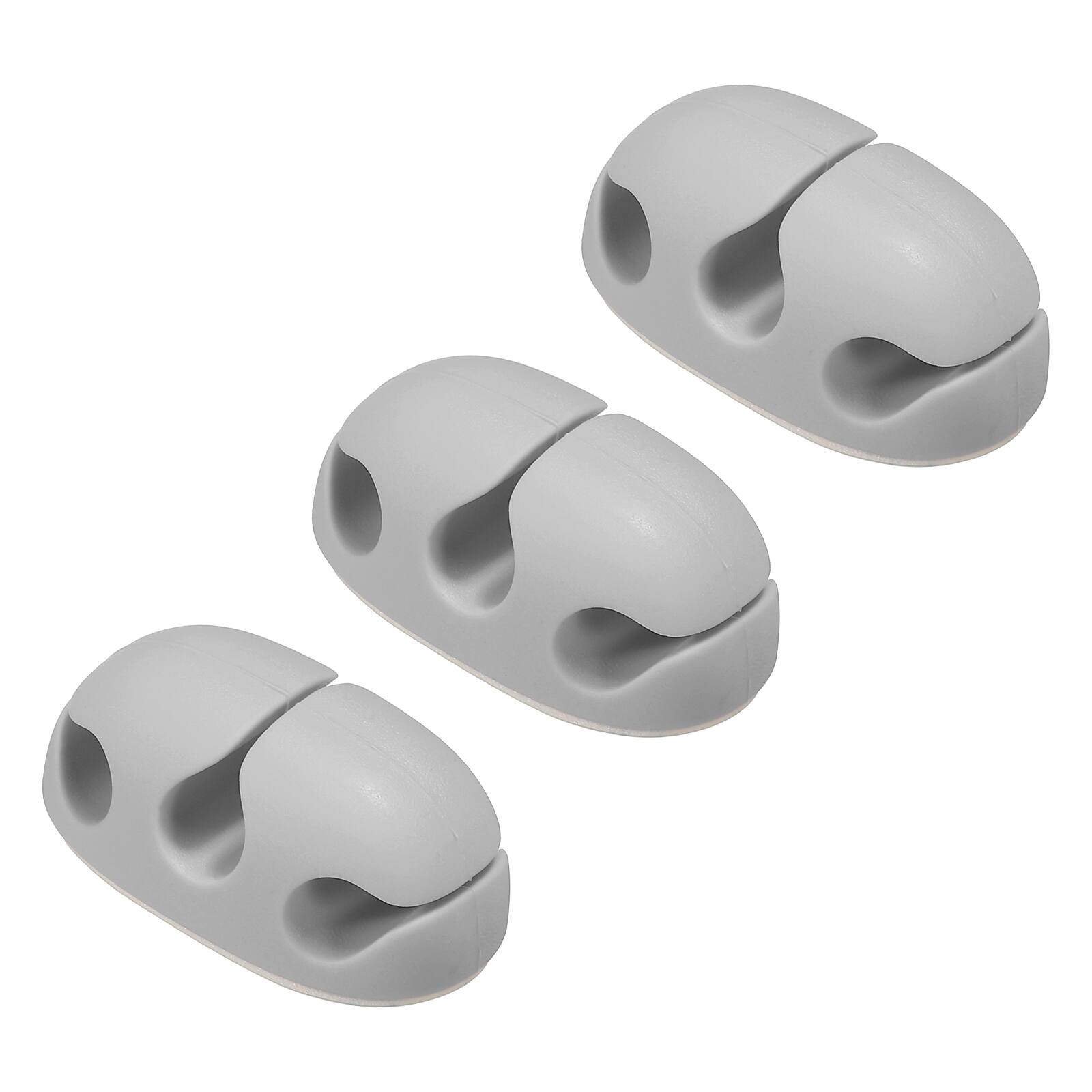 Front. Unique Bargains - 3pcs 3-Slot Silicone Adhesive Cable Clips Cord Organizer Holder for Desk USB Charging Cable Management, Grey - Grey.