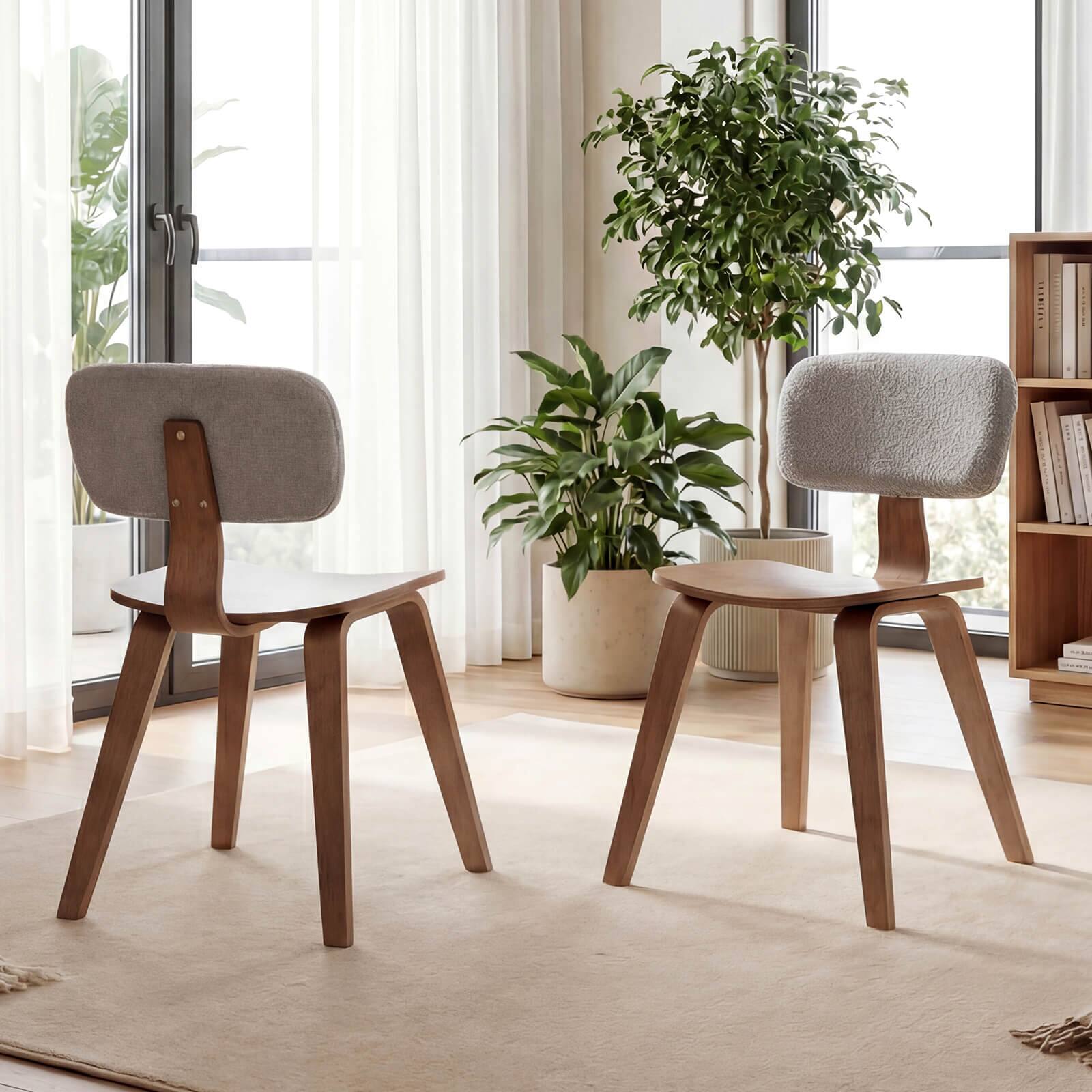 Alt View 3. Costway - Costway Dining Chairs Set of 4 with Teddy Velvet Padded Backrest Ergonomic Seat for Kitchen - Gray & Walnut.