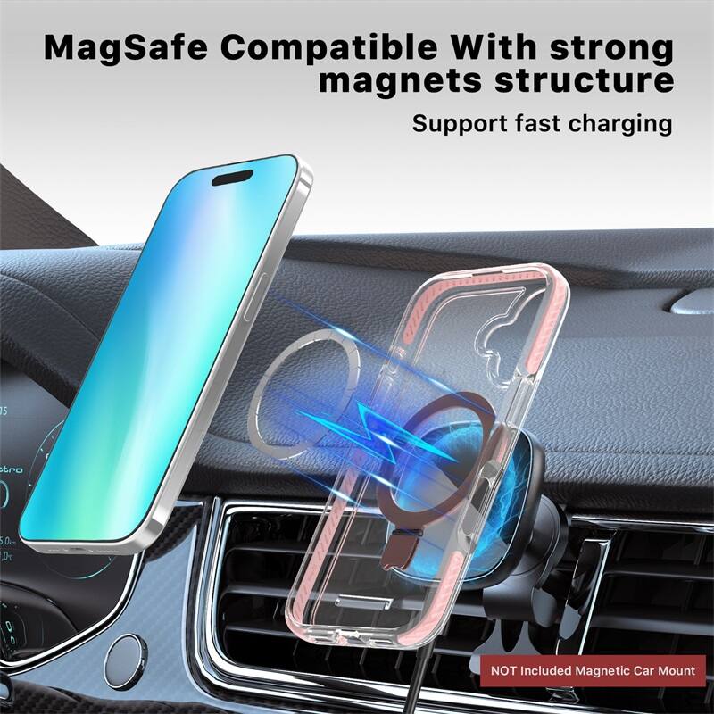 MagSafe Compatible With strong magnets structure Support fast charging NOT Included Magnetic Car Mount