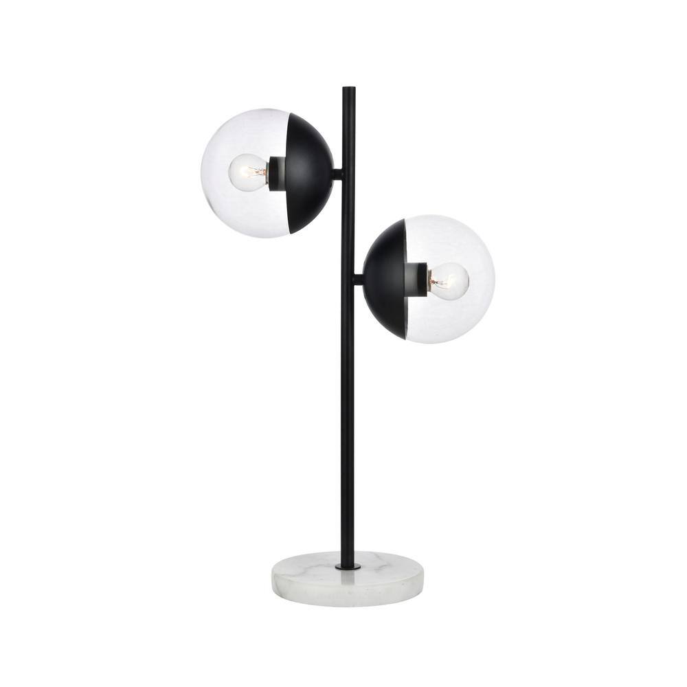 Alt View 2. Living District - Eclipse 2 Lights Black Table Lamp With Clear Glass - Black And Clear.
