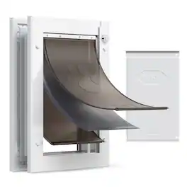 VEVOR - Pet Door, Medium, with Three Magnetic Flaps and Metal Frame, Strong and Weatherproof Dog Door for Interior and Exterior - Brown;White