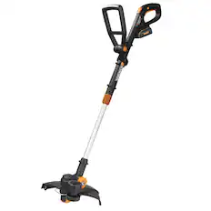 Front. WORX - 20V 12" Cordless Straight Shaft Grass Trimmer (1 x 2.0 Ah Battery and 1 x Charger) - Black.