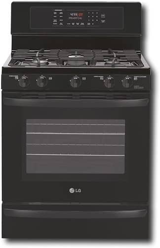 Front Standard. LG - 30" Self-Cleaning Freestanding Gas Convection Range - Black.