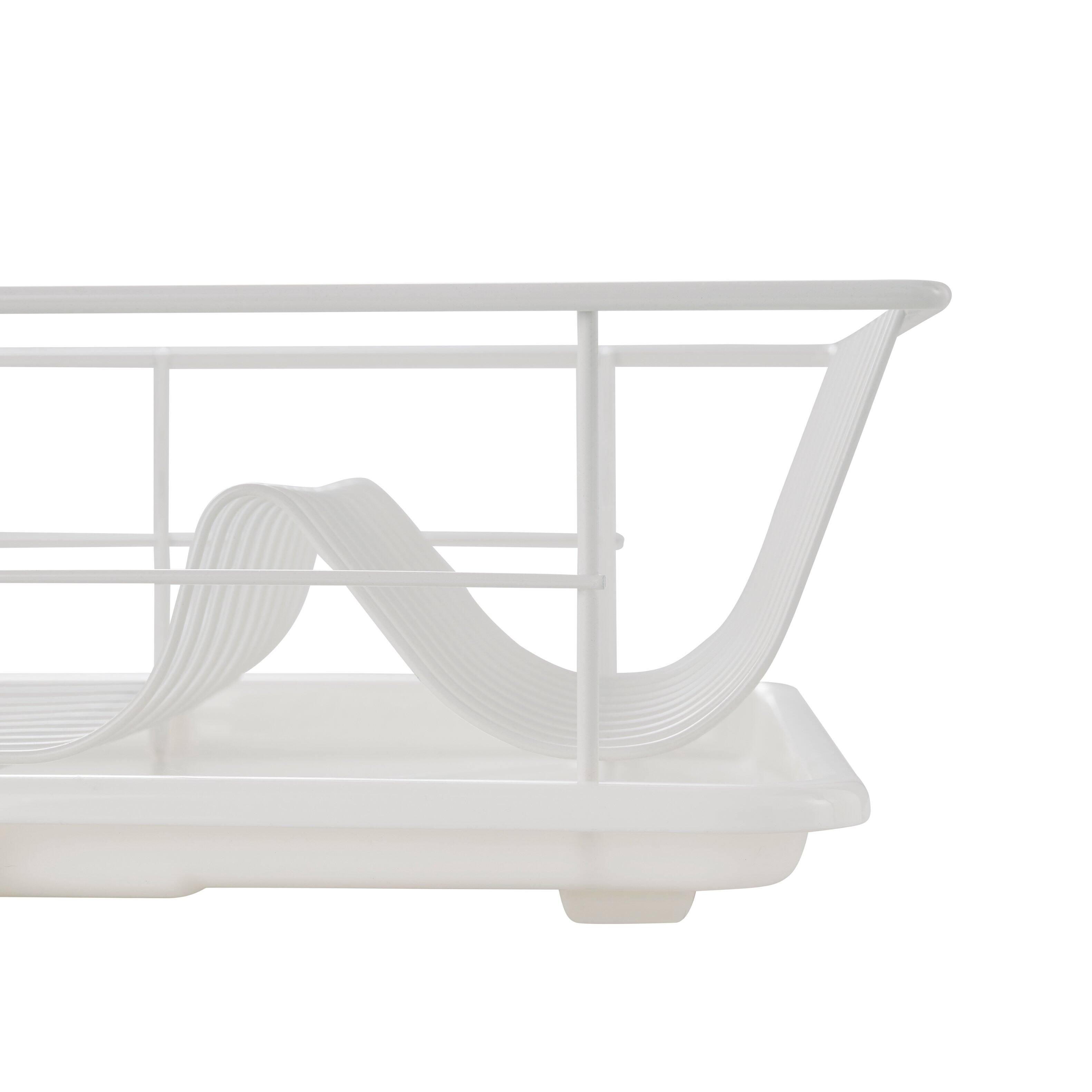 Alt View 1. Sweet Home Collection - Steel 3-Piece Large Countertop Dish Drainer with Drain Board & Utensil Holder - Ivory.