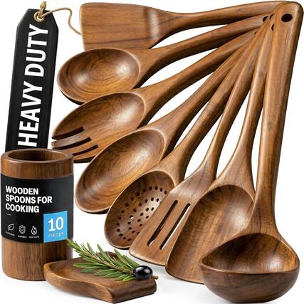 HEAVY DUTY
WOODEN SPOONS FOR COOKING
10 PIECES
NATURAL
DURABLE
HEAT SAFE