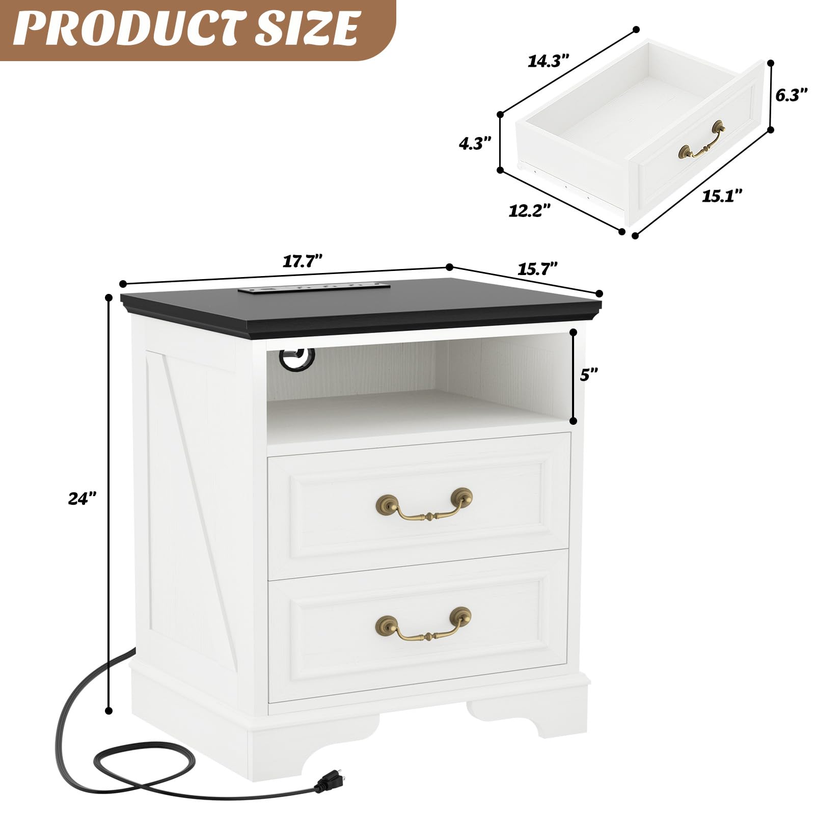 PRODUCT SIZE

14.3"  
6.3"  
4.3"  
12.2"  
15.1"  
17.7"  
15.7"  
5"  
24"