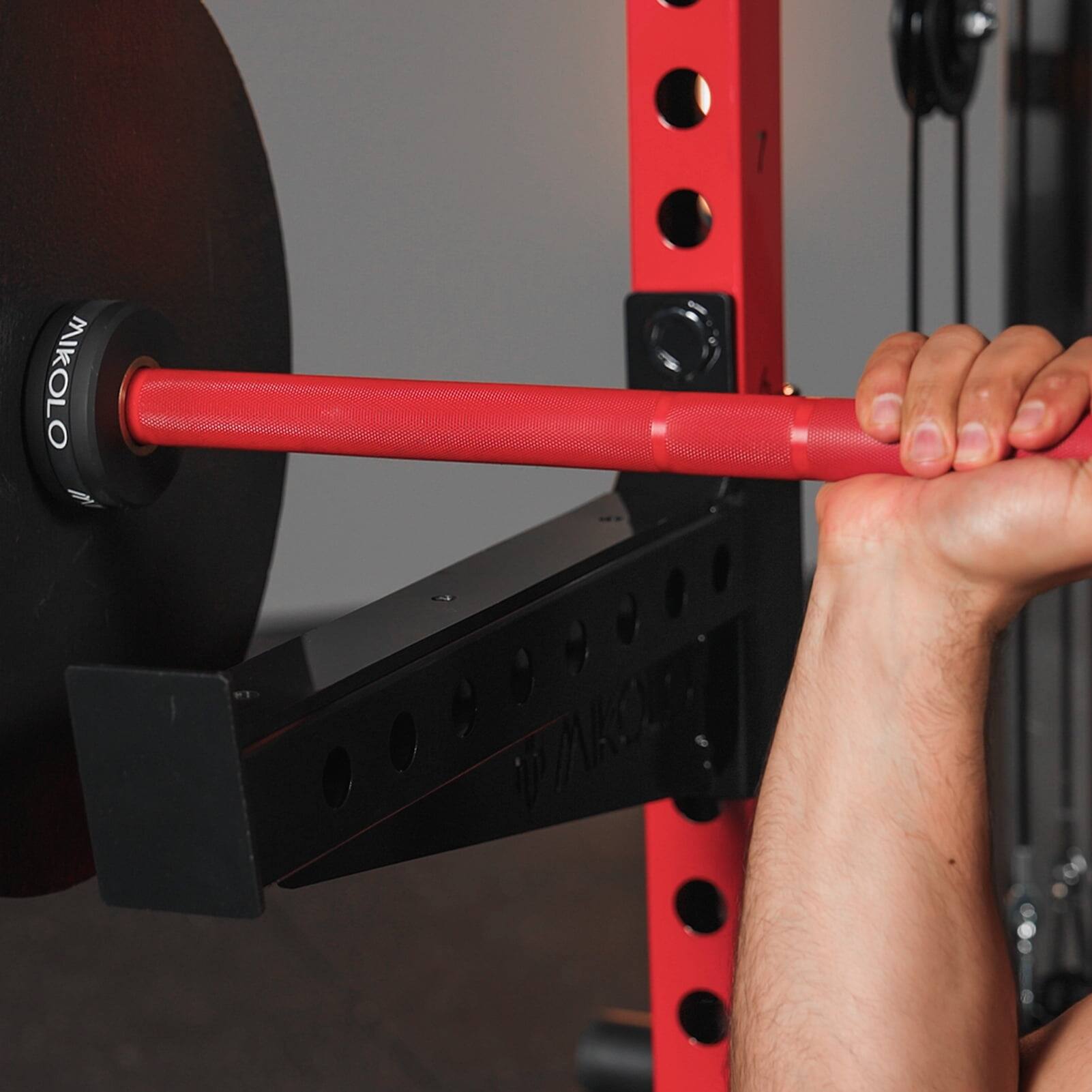 Alt View 1. Mikolo - Mikolo Power Rack Cage, Weight Rack,Multi-Function Squat Rack with J Hooks,Dip Bars and Landmine - Red.