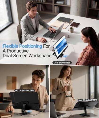 Flexible Positioning For A Productive Dual-Screen Workspace  
160° 360° Swivel Base  
180° Adjustable ARM  
180° Tilt Adjustment