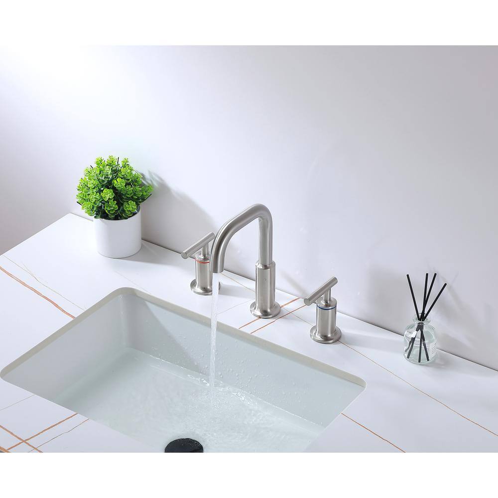 Alt View 8. Elegant Kitchen and Bath - Tobias 8 inch Widespread Double Handle Bathroom Faucet in Brushed Nickel - Brushed Nickel.