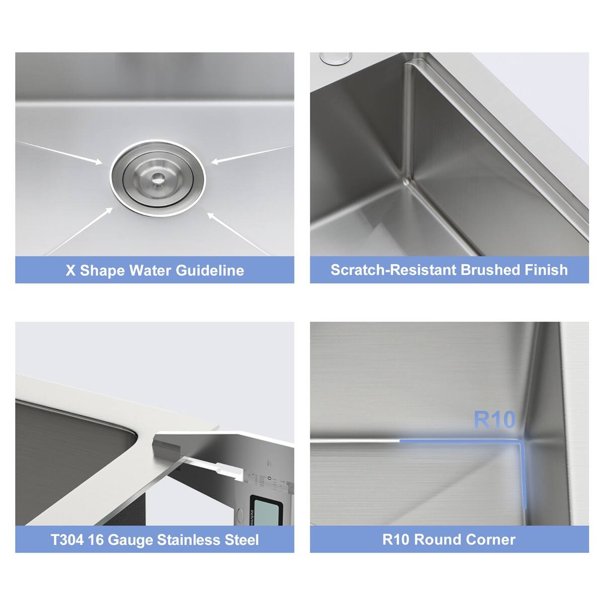 Ropilly 33 inch drop in kitchen sink with soap dispenser, 33 x 22 x 10 ...