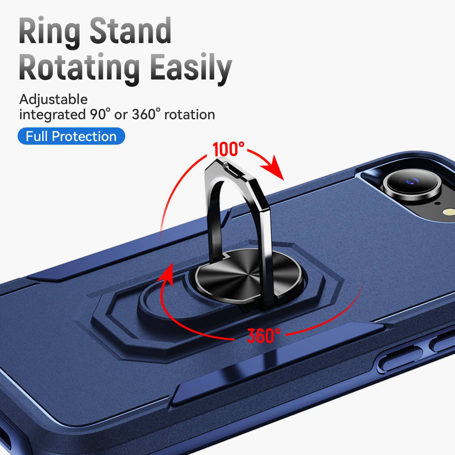 Ring Stand Rotating Easily Adjustable integrated 90° or 360° rotation Full Protection