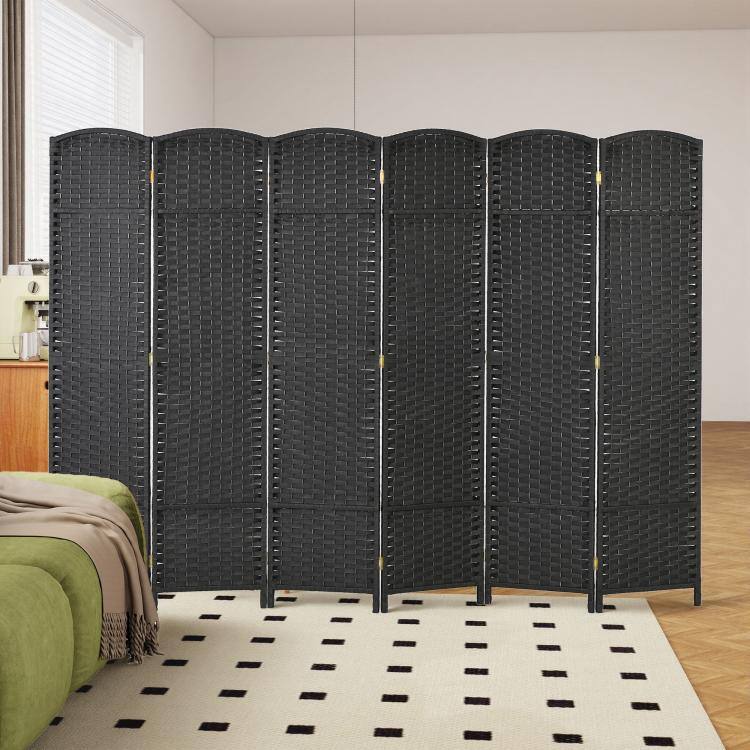 Alt View 2. PULUZ - Folding Room Divider Screen 6 Panel 5.6 ' Tall Privacy Screen Freestanding Room Partition for Home Office - Black.