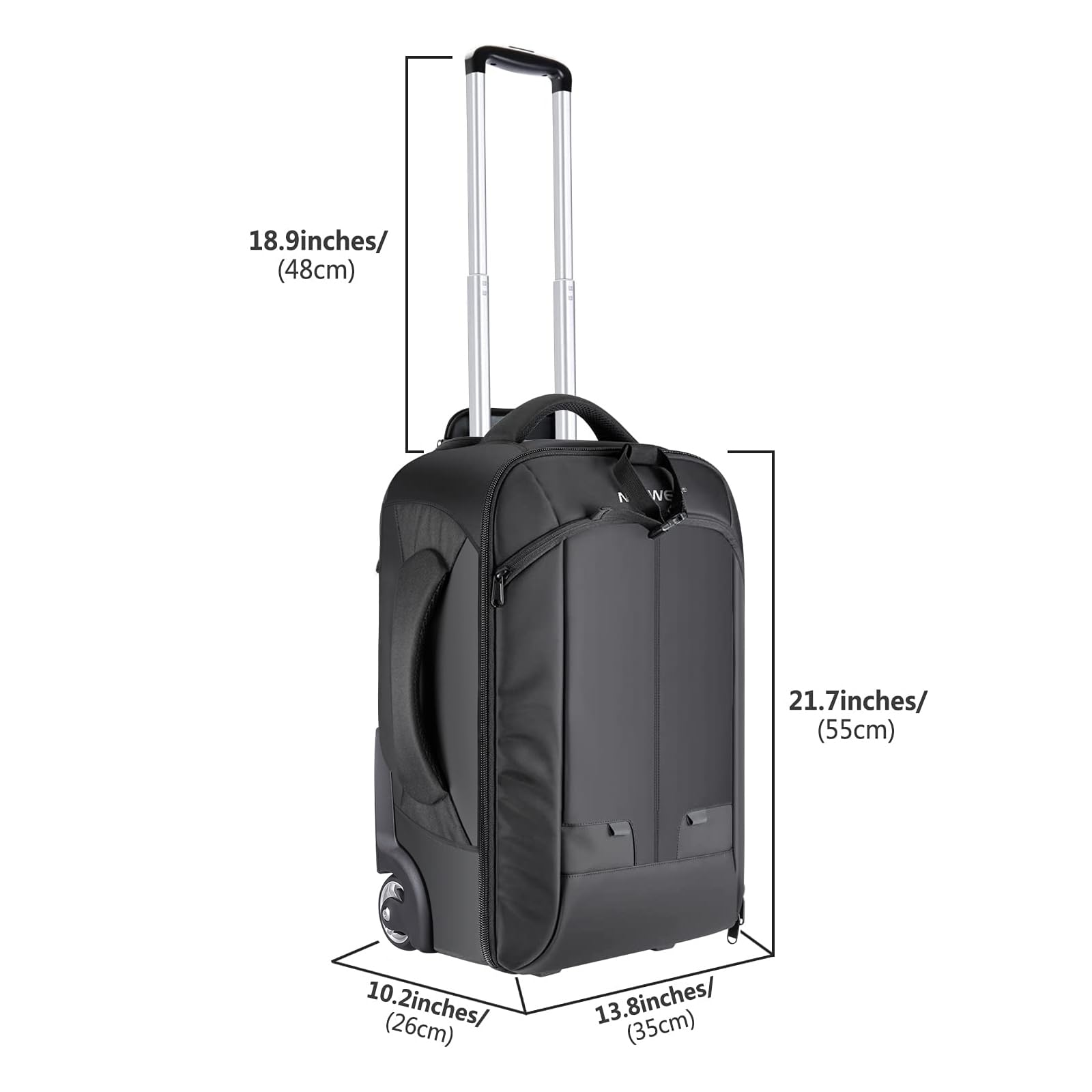 18.9 inches/ (48 cm)  
21.7 inches/ (55 cm)  
10.2 inches/ (26 cm)  
13.8 inches/ (35 cm)