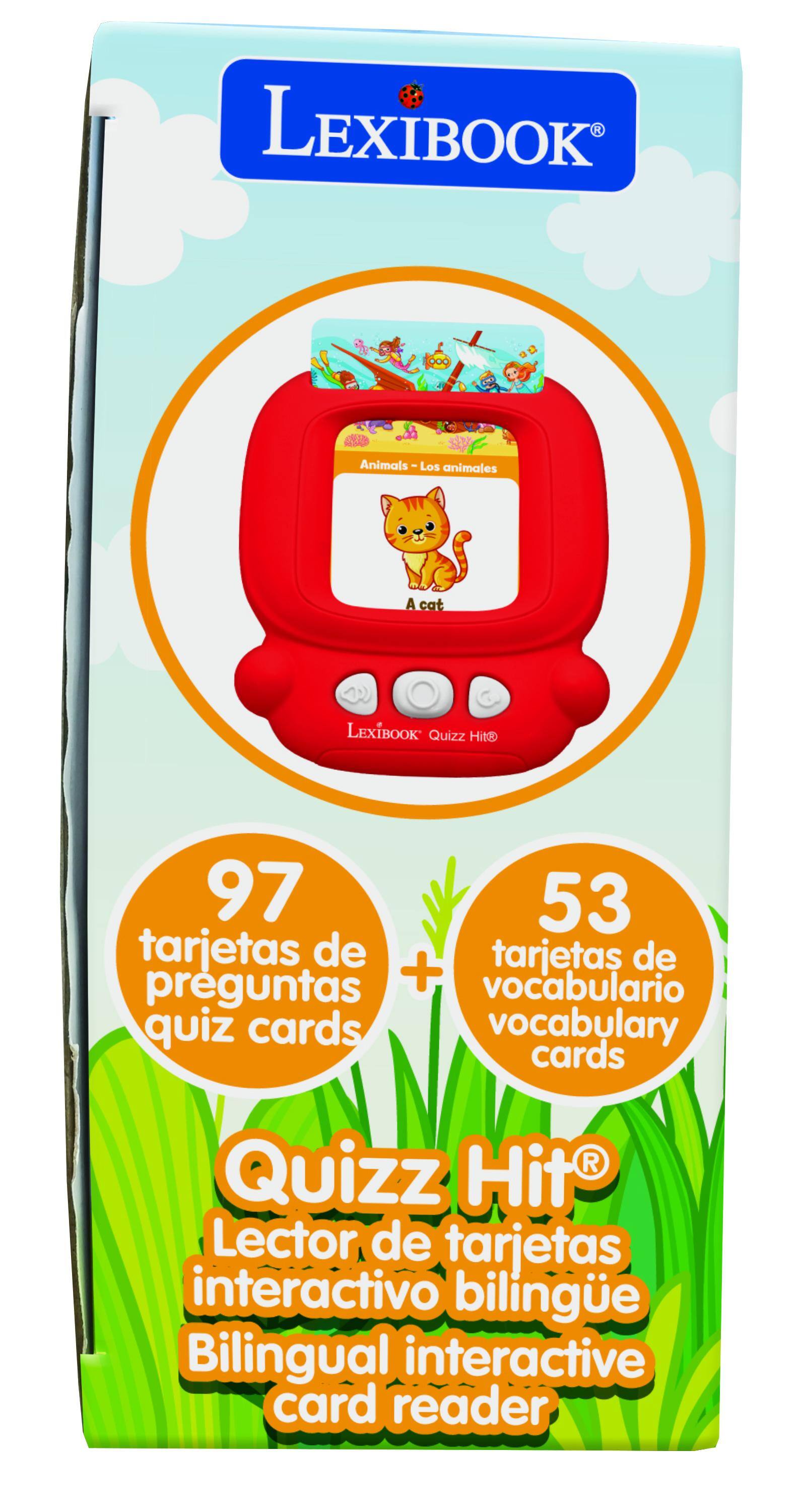 LEXIBOOK

Animals - Los animales

A cat

LEXIBOOK Quizz Hit

97 tarjetas de preguntas quiz cards

53 tarjetas de vocabulario vocabulary cards

Quizz Hit Lector de tarjetas interactivo bilingüe Bilingual interactive card reader