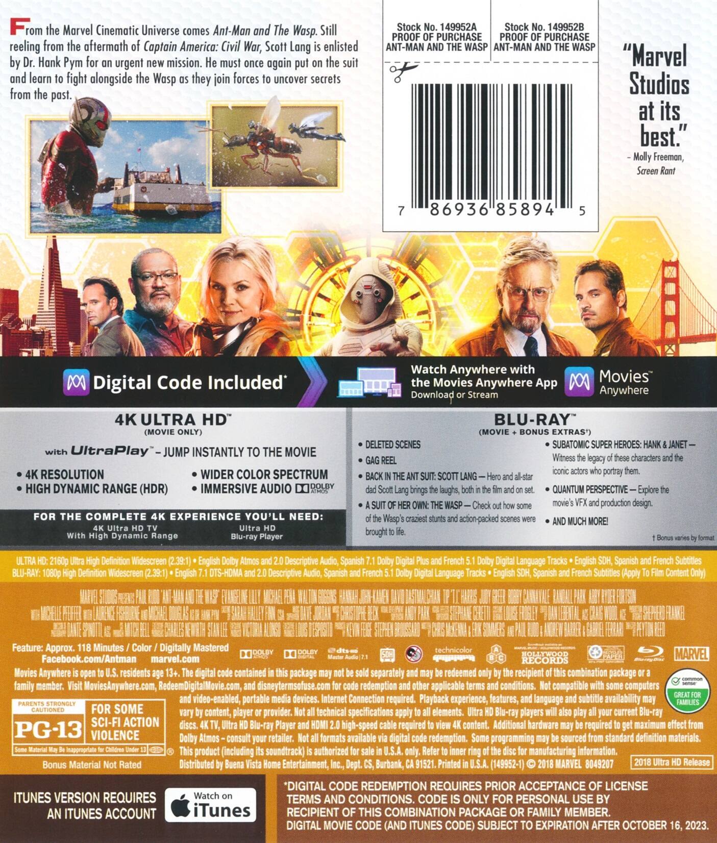 Alt View 1. Ant-Man and the Wasp   - 4K Blu-Ray.