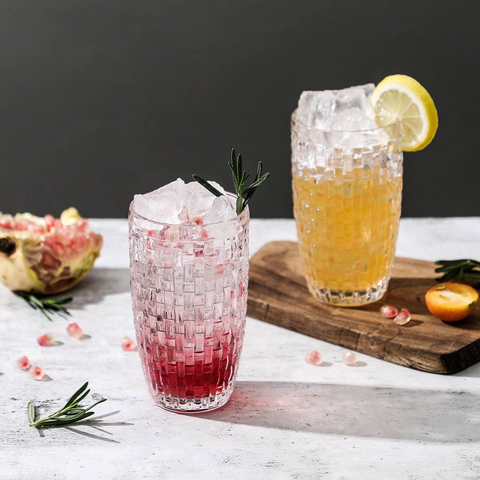 Left. BreeBe - Knitted Collection Highball Glasses set of 6 - Clear.