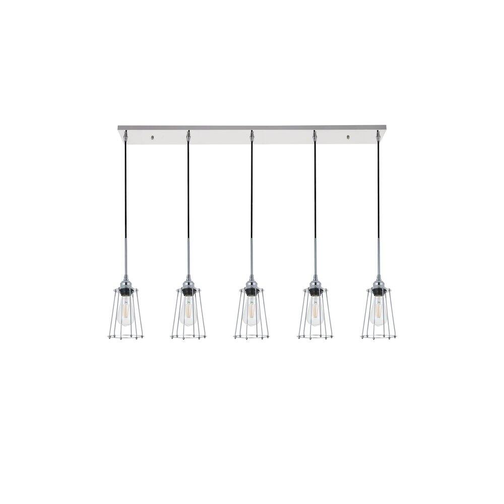 Alt View 6. Living District - Auspice 5 Light Chrome Pendant - Chrome.