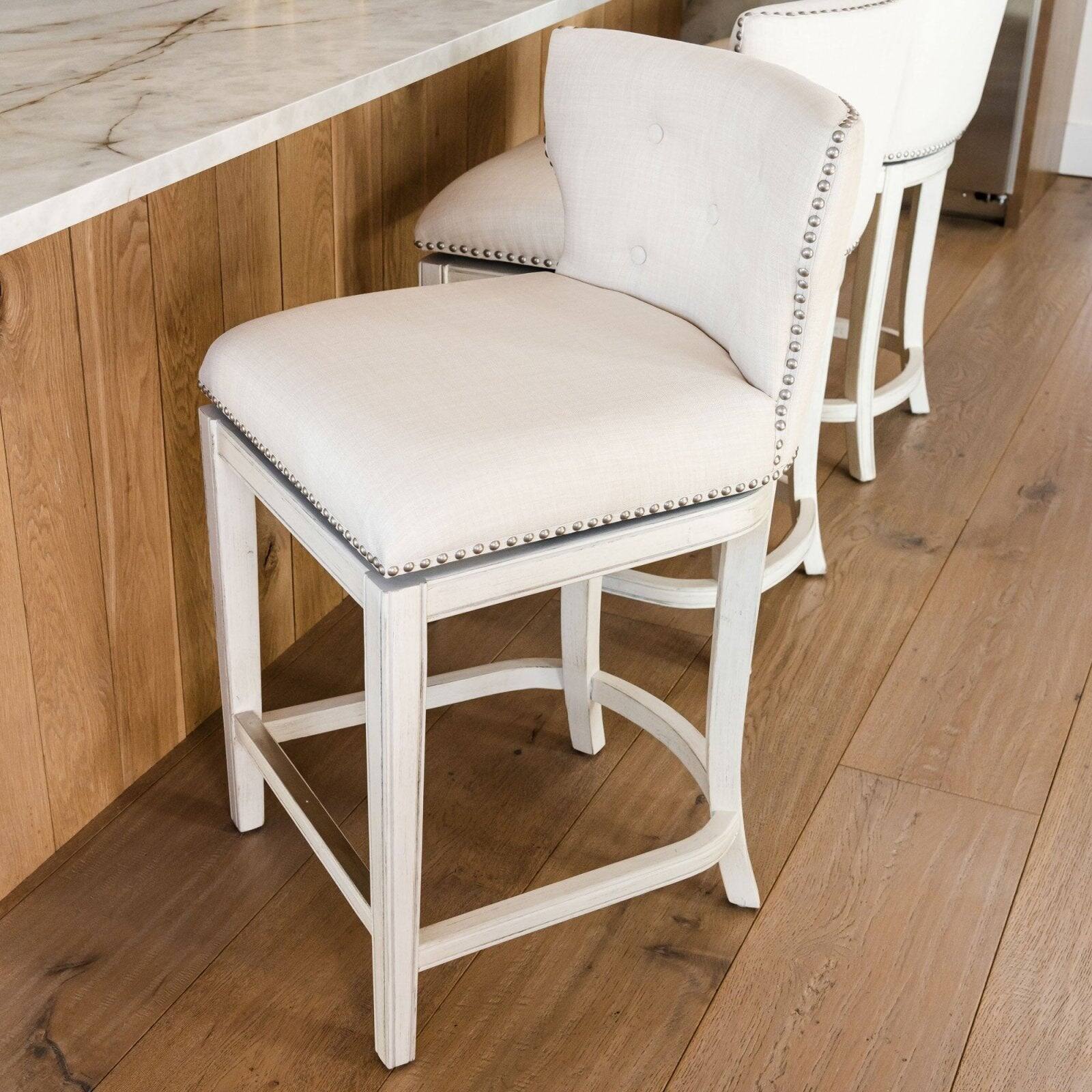 Angle. Maven Lane - 26" Hugo Counter Stool in White Oak Finish with Fabric Upholstery - White Oak.