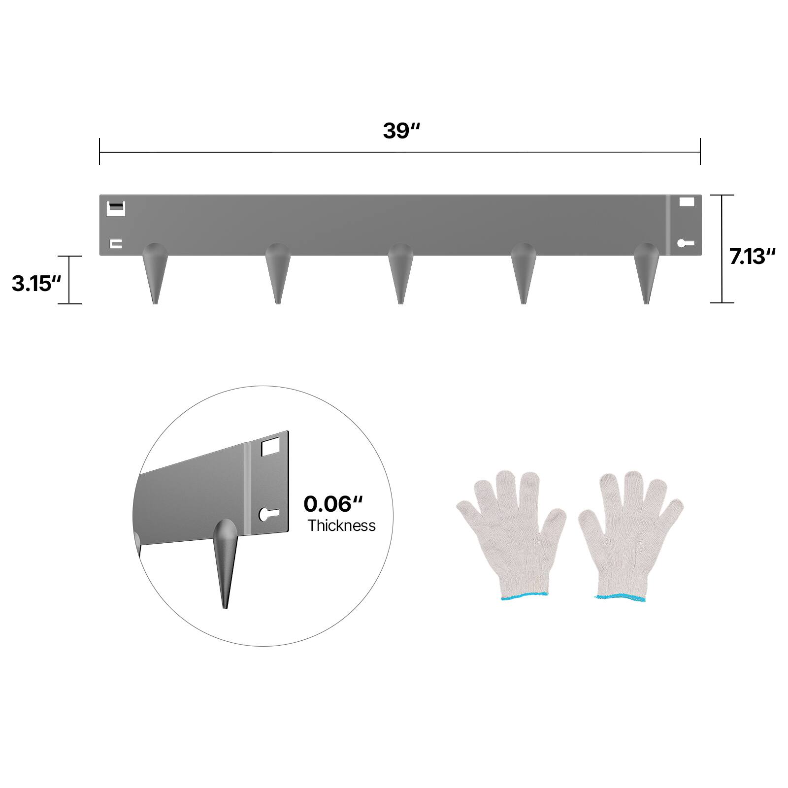 3.15", 39", 7.13", 0.06" Thickness