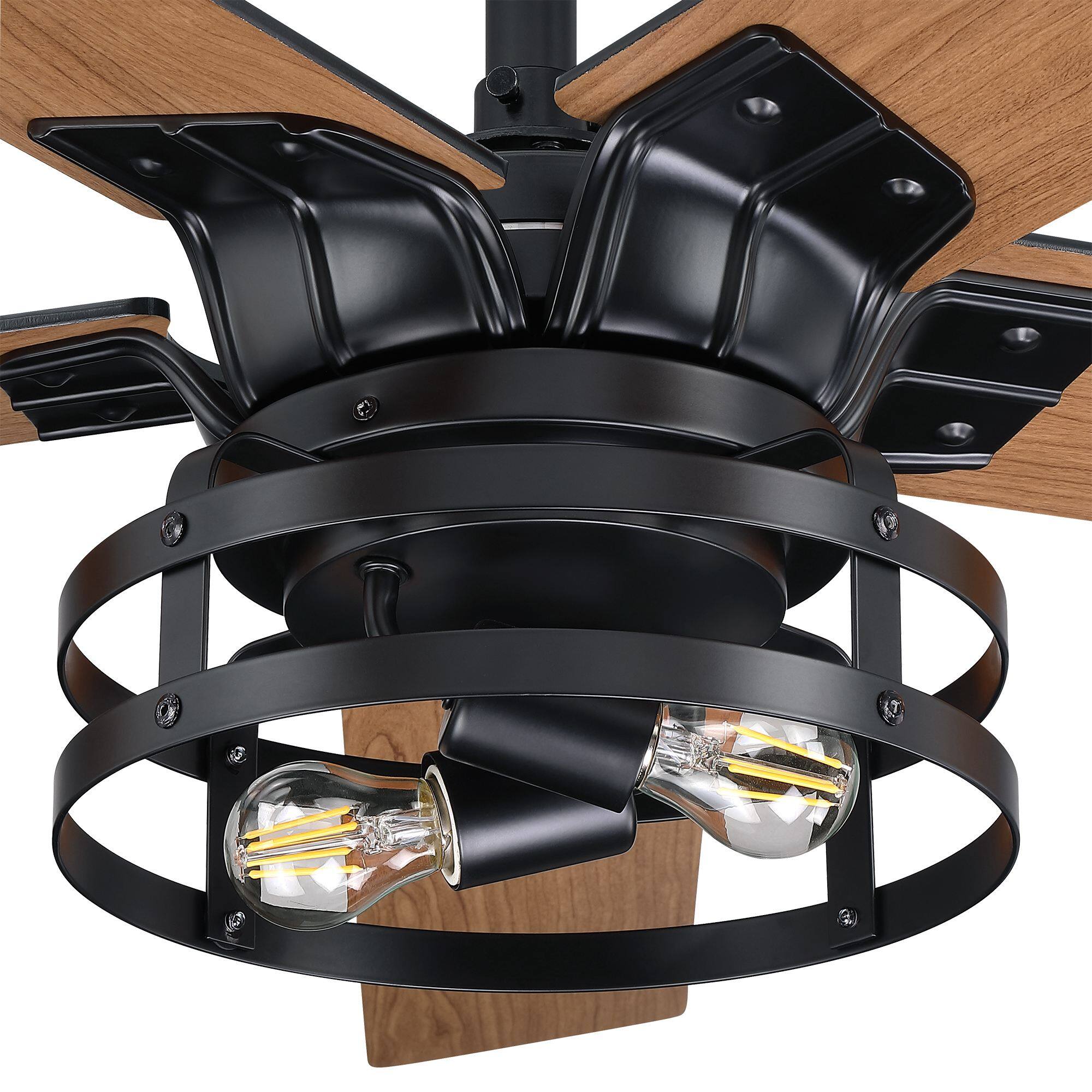 Alt View 10. Parrot Uncle - 52 in. Modern Matte Black Reversible Blades Ceiling Fan with Light and Remote - Black.