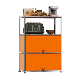 Malletson - 3-Tier Storage Cabinet Metal Shelving Unit Multi Functional Kitchen Organizer - Orange