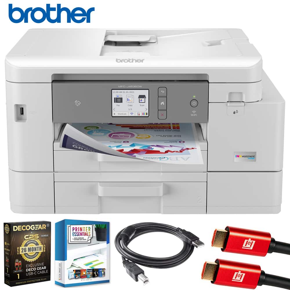 Brother - INKvestment All-in-One Color Inkjet Printer + 26 Month Protection Warranty & Cable Bundle