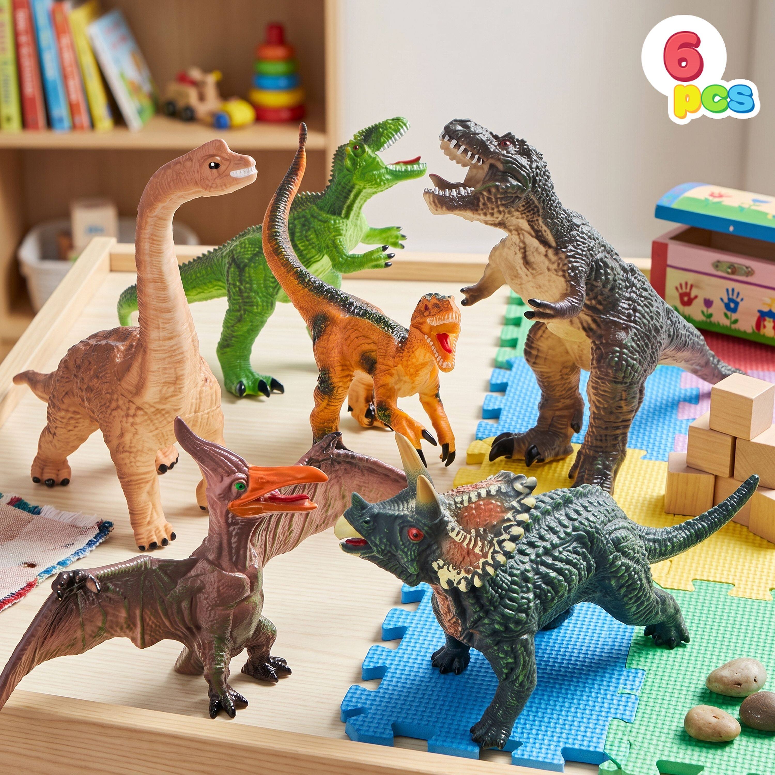 Front. Joyfy - 6 Pcs Jumbo Dinosaur Toys for Toddlers, Kid Large Soft Dinosaur Figures , Big Dinosaur Toys for Christmas Birthday Gift - colorful.